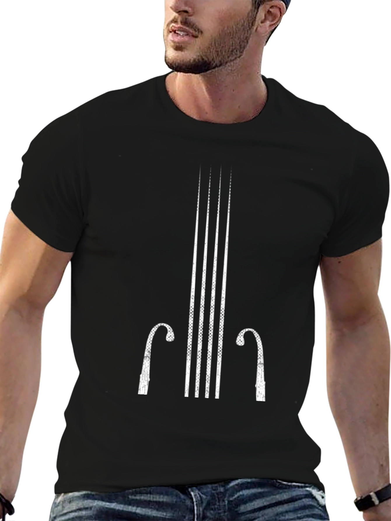 Abstract Cello Black T-Shirt