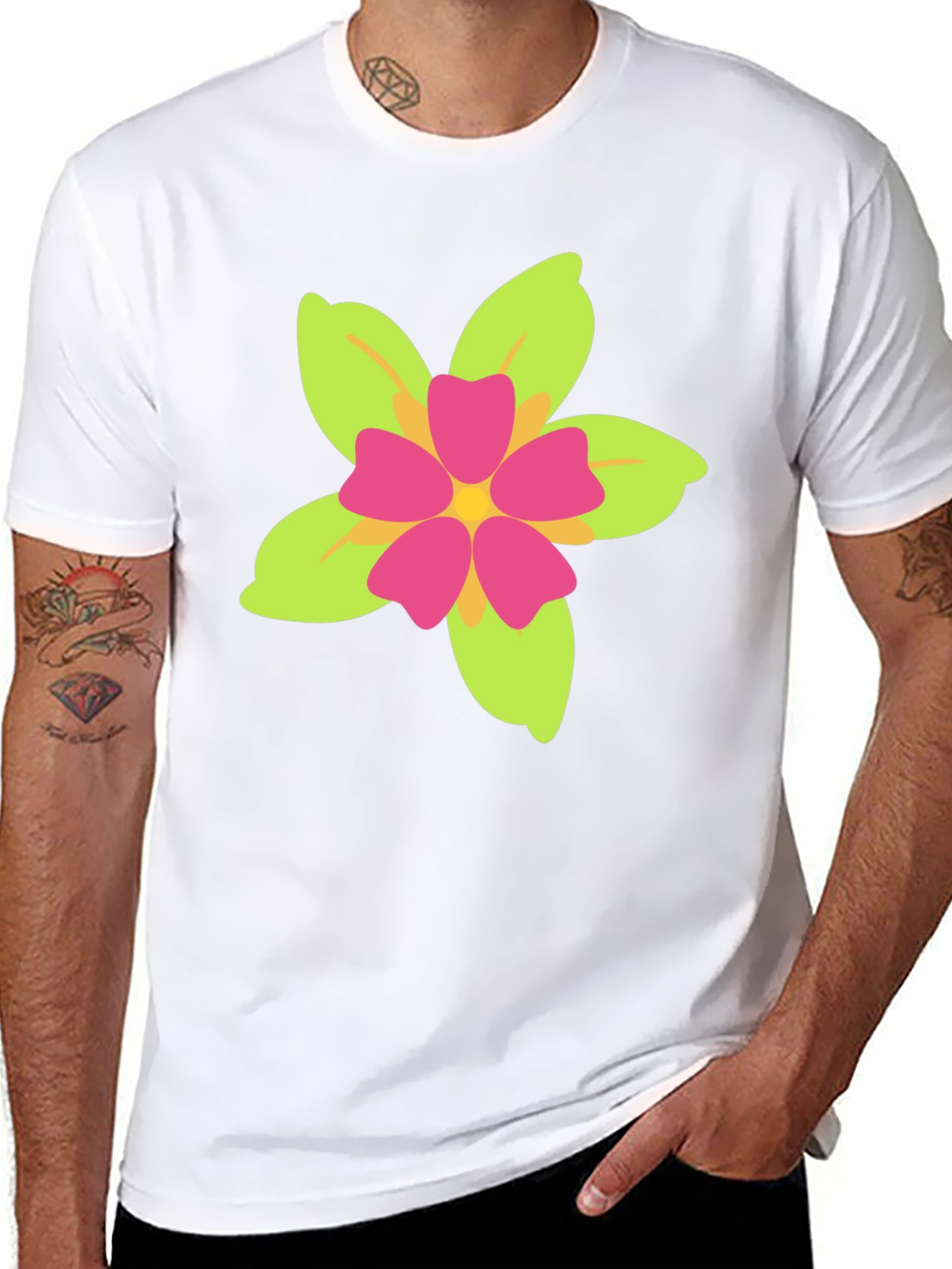 Floral Print Black T-Shirt - Casual Style