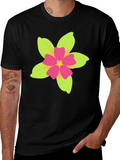 Floral Print Black T-Shirt - Casual Style