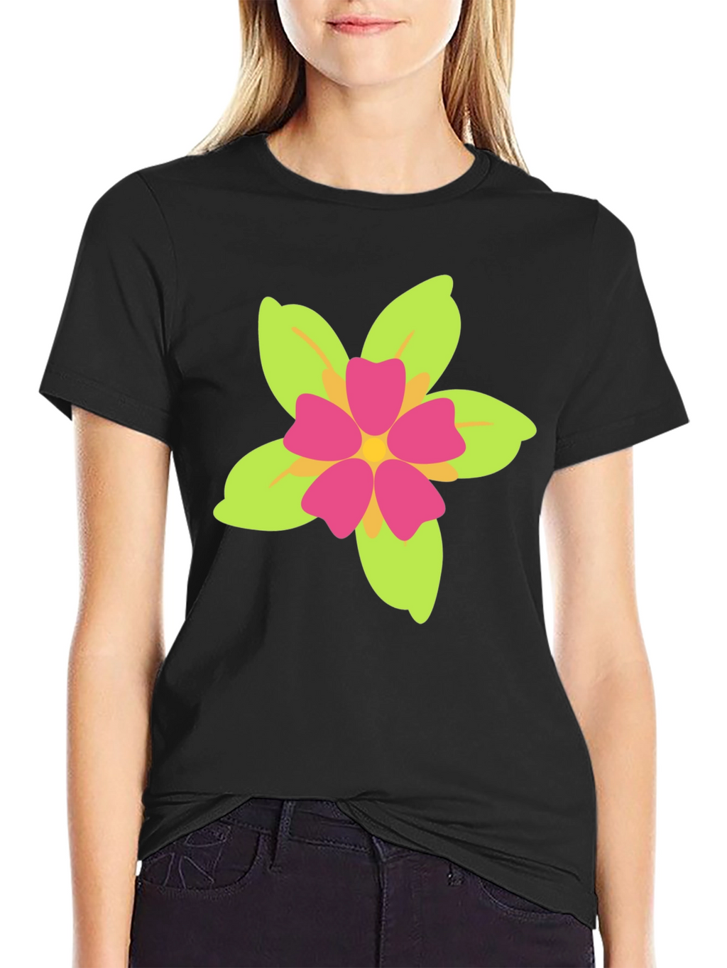 Floral Print Black T-Shirt - Casual Style