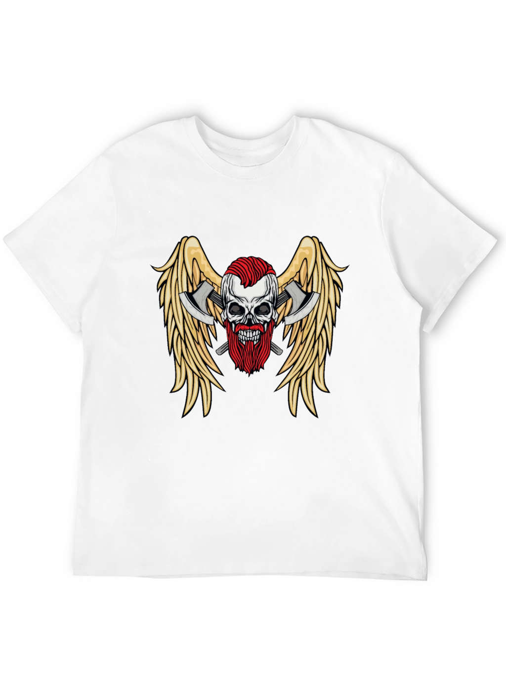 Skull Axes Wings Graphic Tee - Black