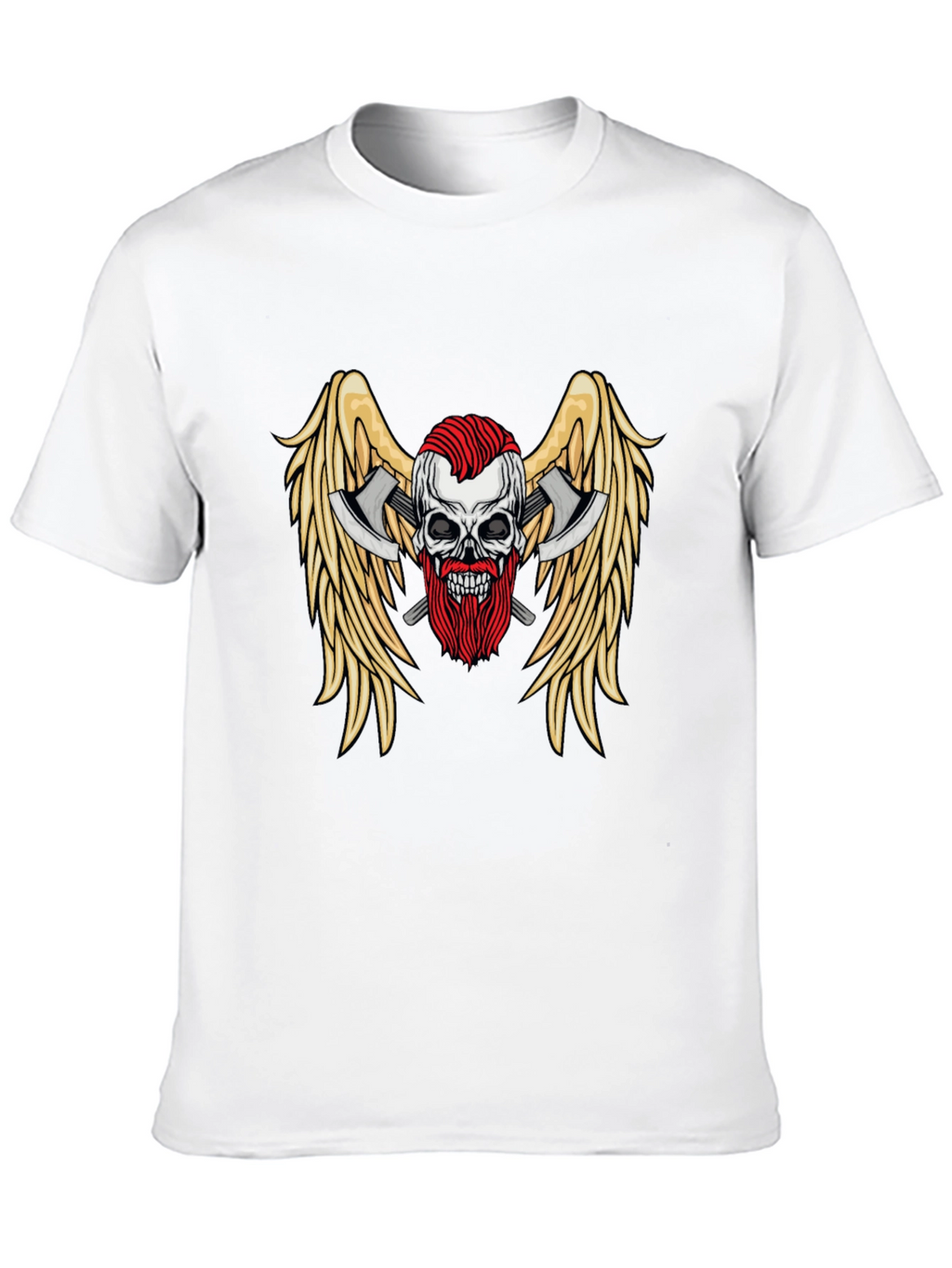 Skull Axes Wings Graphic Tee - Black