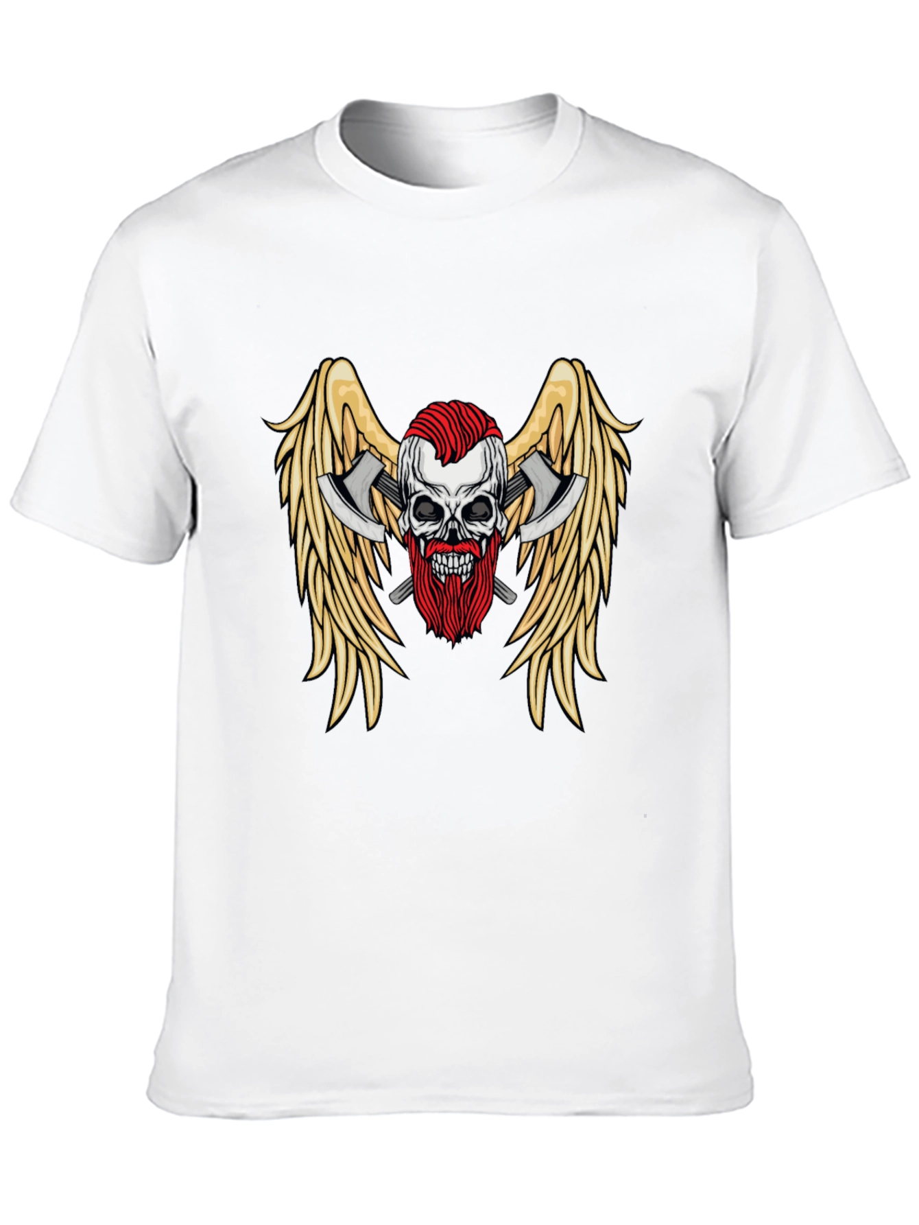 Skull Axes Wings Graphic Tee - Black