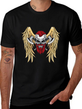 Skull Axes Wings Graphic Tee - Black