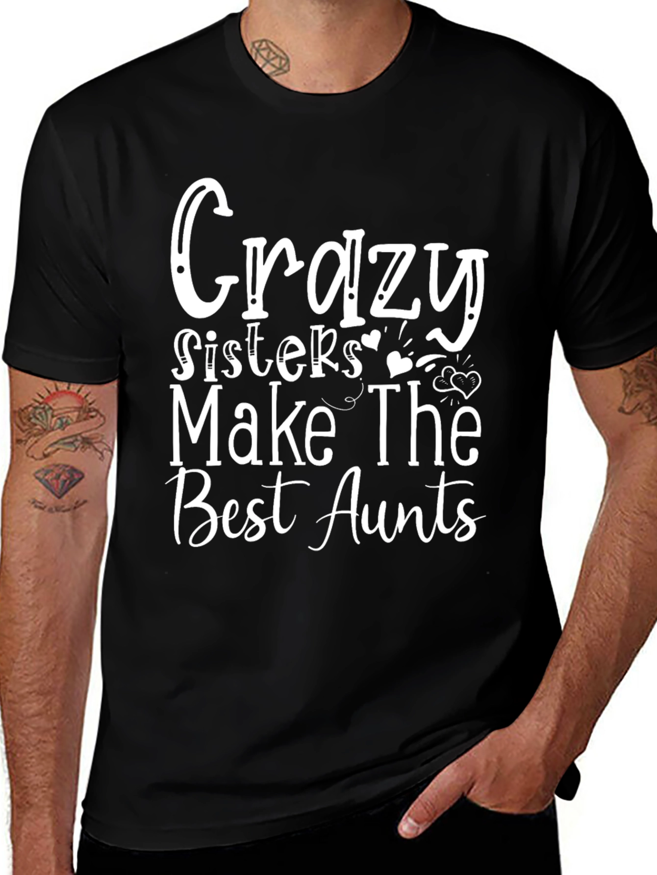 Crazy Sisters Best Aunts Graphic Tee - Black