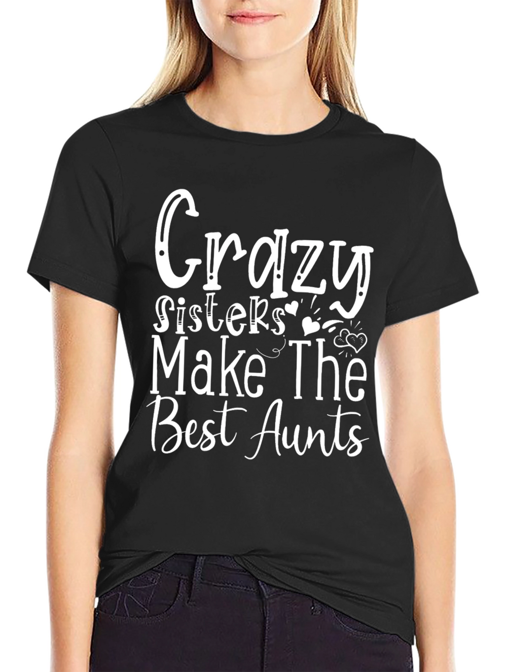 Crazy Sisters Best Aunts Graphic Tee - Black
