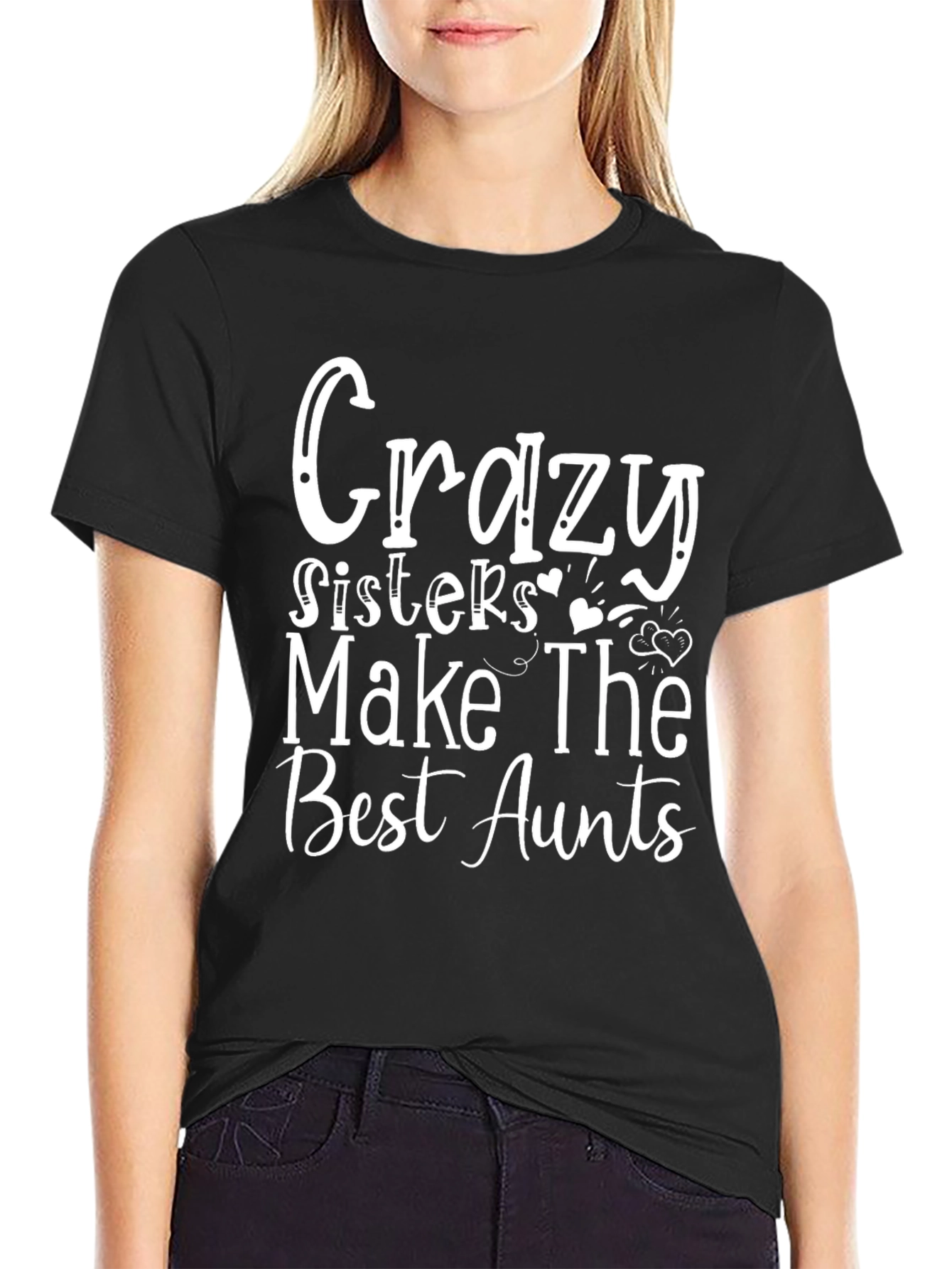 Crazy Sisters Best Aunts Graphic Tee - Black