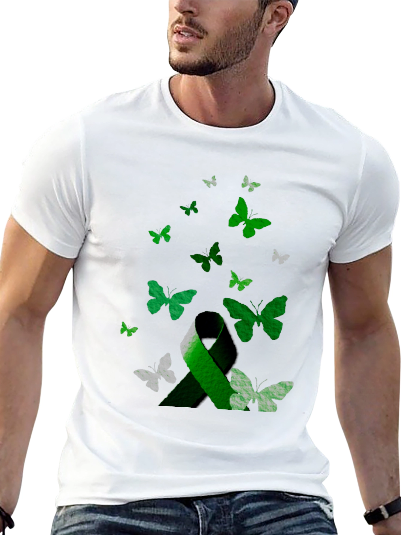 Green Ribbon Butterfly T-Shirt - Awareness Support Tee