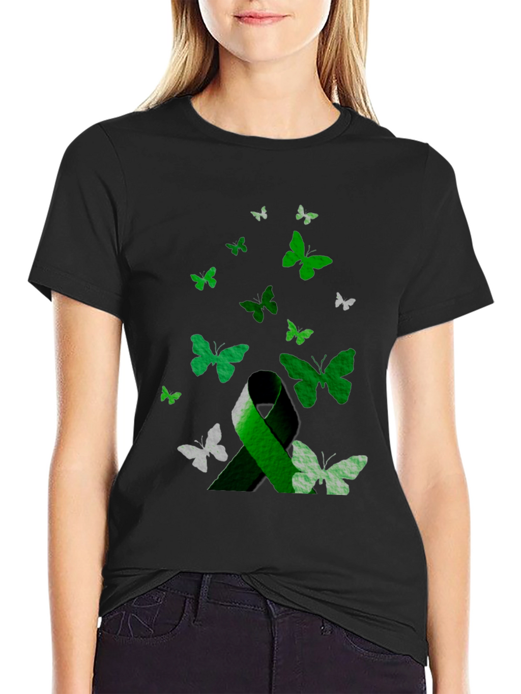 Green Ribbon Butterfly T-Shirt - Awareness Support Tee