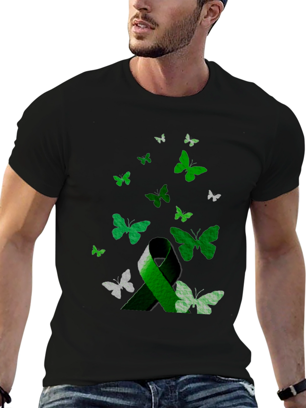 Green Ribbon Butterfly T-Shirt - Awareness Support Tee