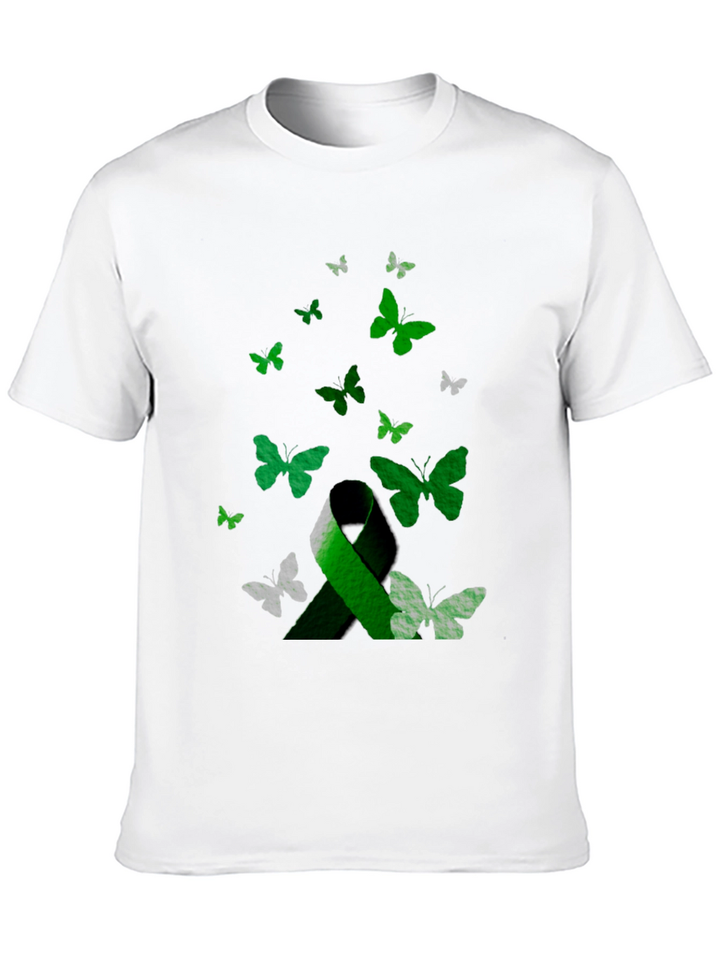 Green Ribbon Butterfly T-Shirt - Awareness Support Tee