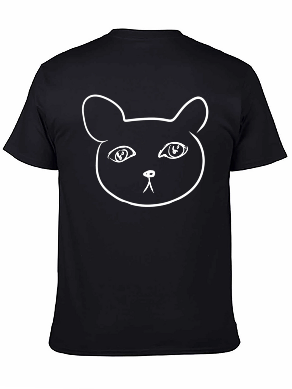 Cool Black T-Shirt with Cat Face Design