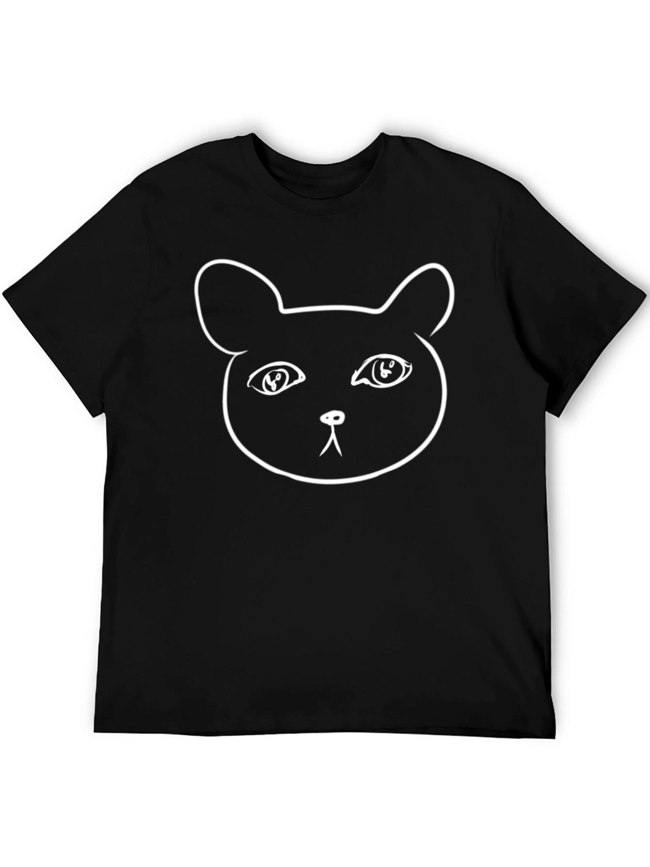 Cool Black T-Shirt with Cat Face Design
