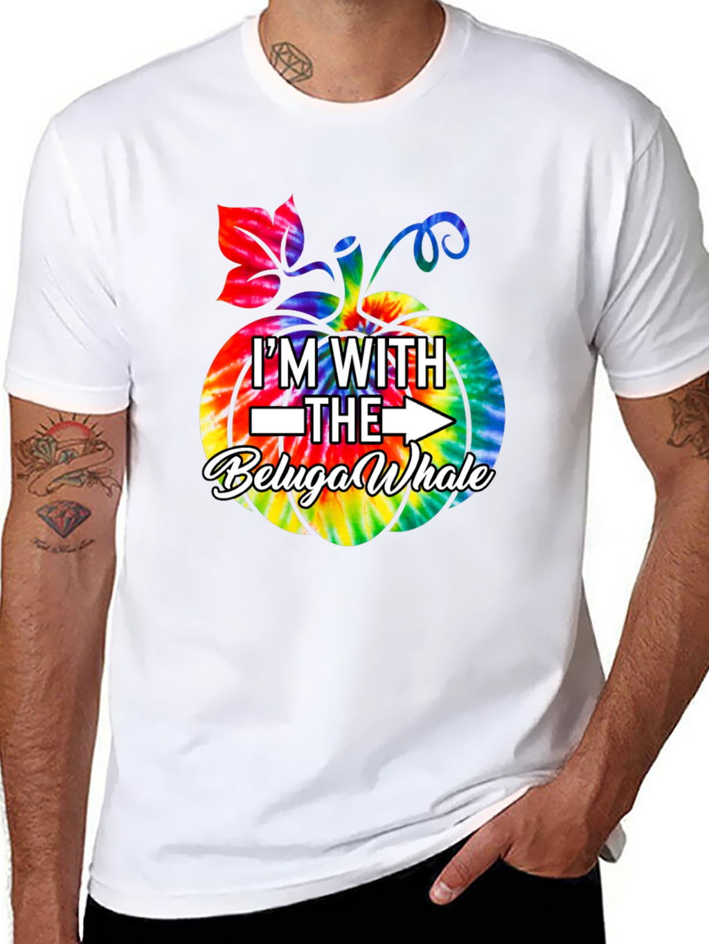 Im with the Beluga Whale Pumpkin Tie-dye T-Shirt