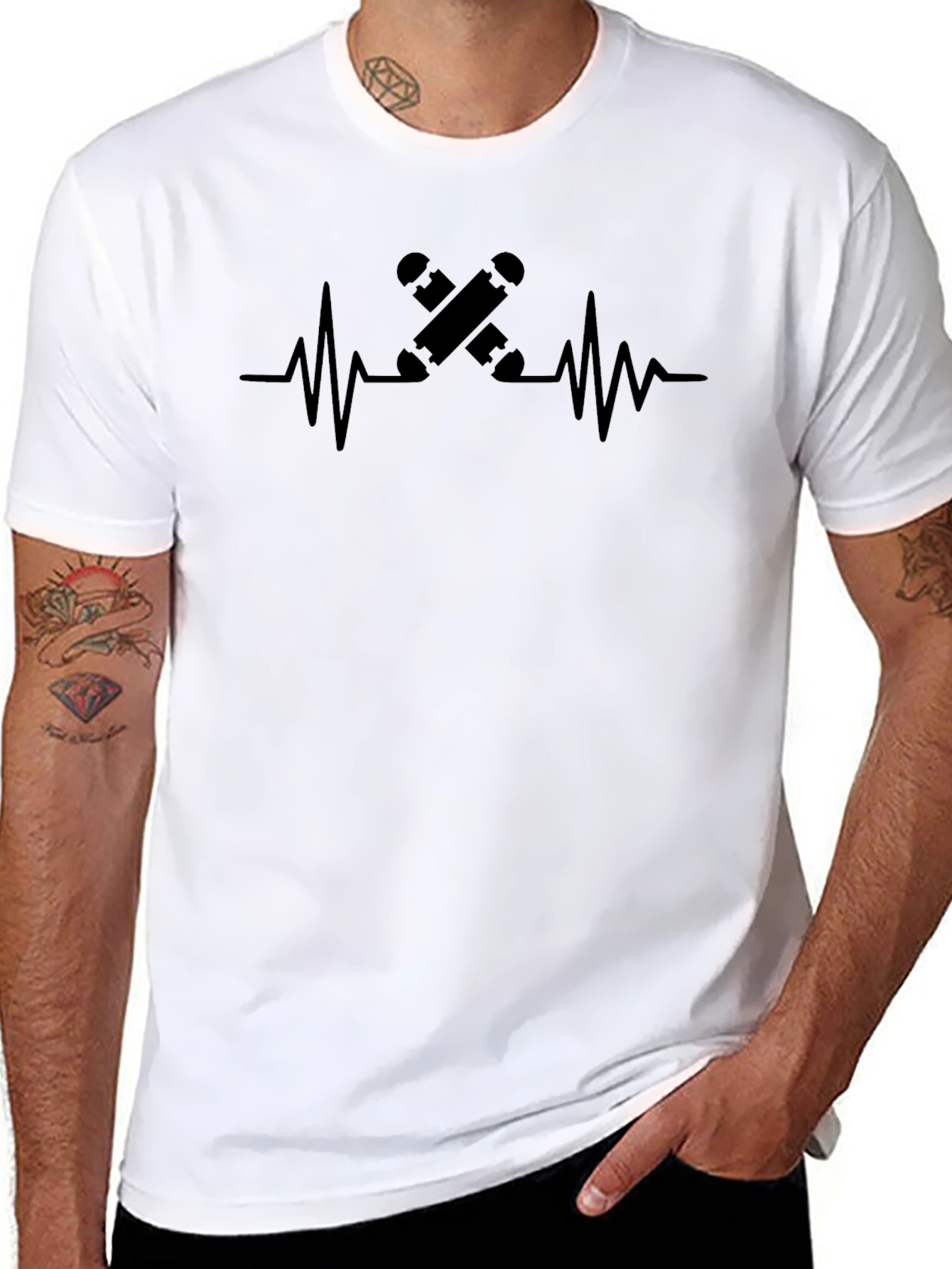 Skateboard Heartbeat Graphic Tee - Ride in Style