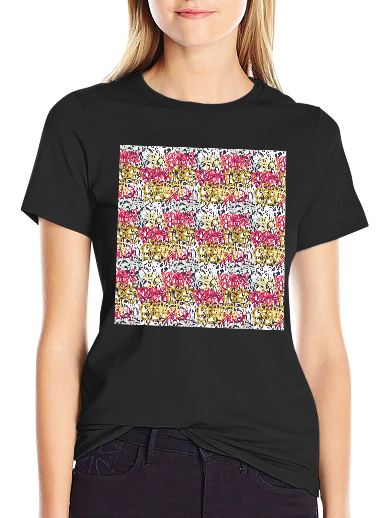 Abstract Art Print Black Tee
