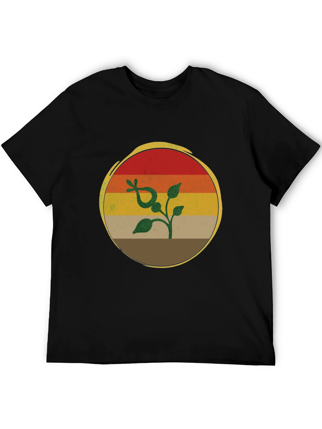 Retro Sunset Plant Graphic T-Shirt