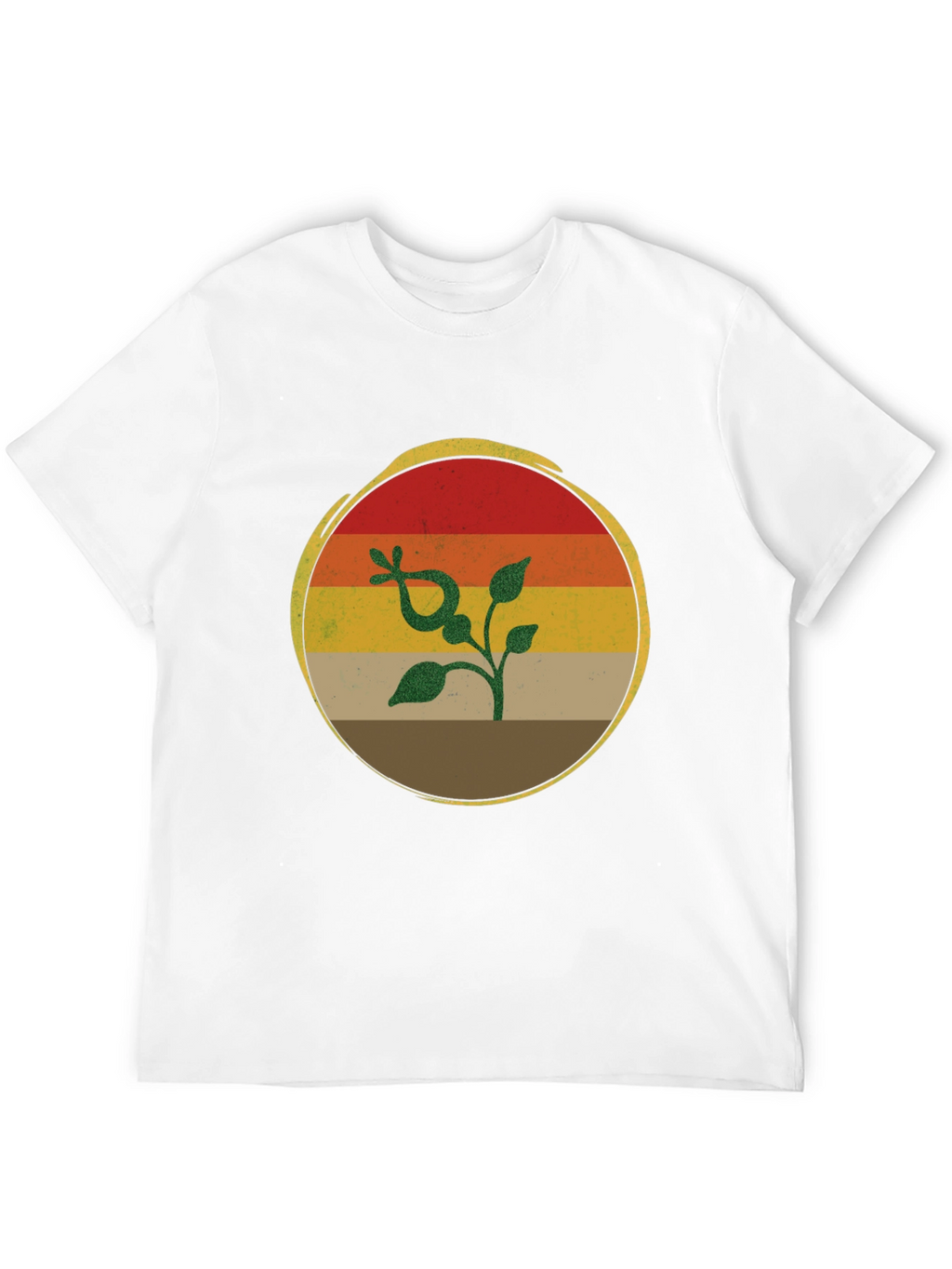 Retro Sunset Plant Graphic T-Shirt