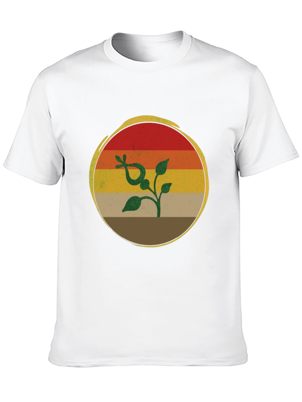 Retro Sunset Plant Graphic T-Shirt