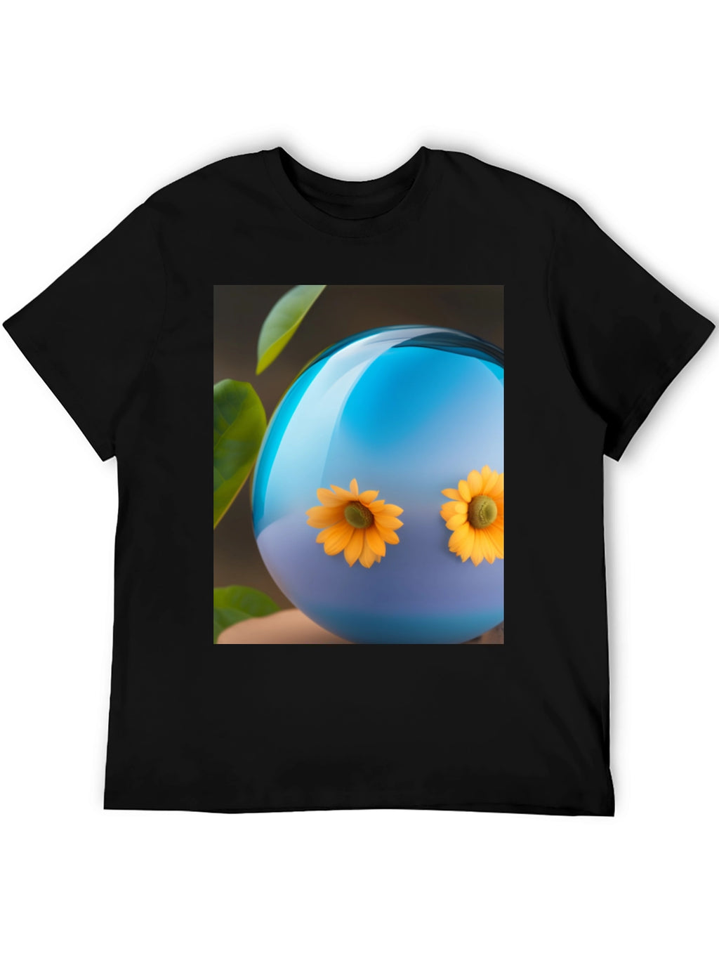 Sunflower Orb Black T-Shirt - Unique Graphic Tee
