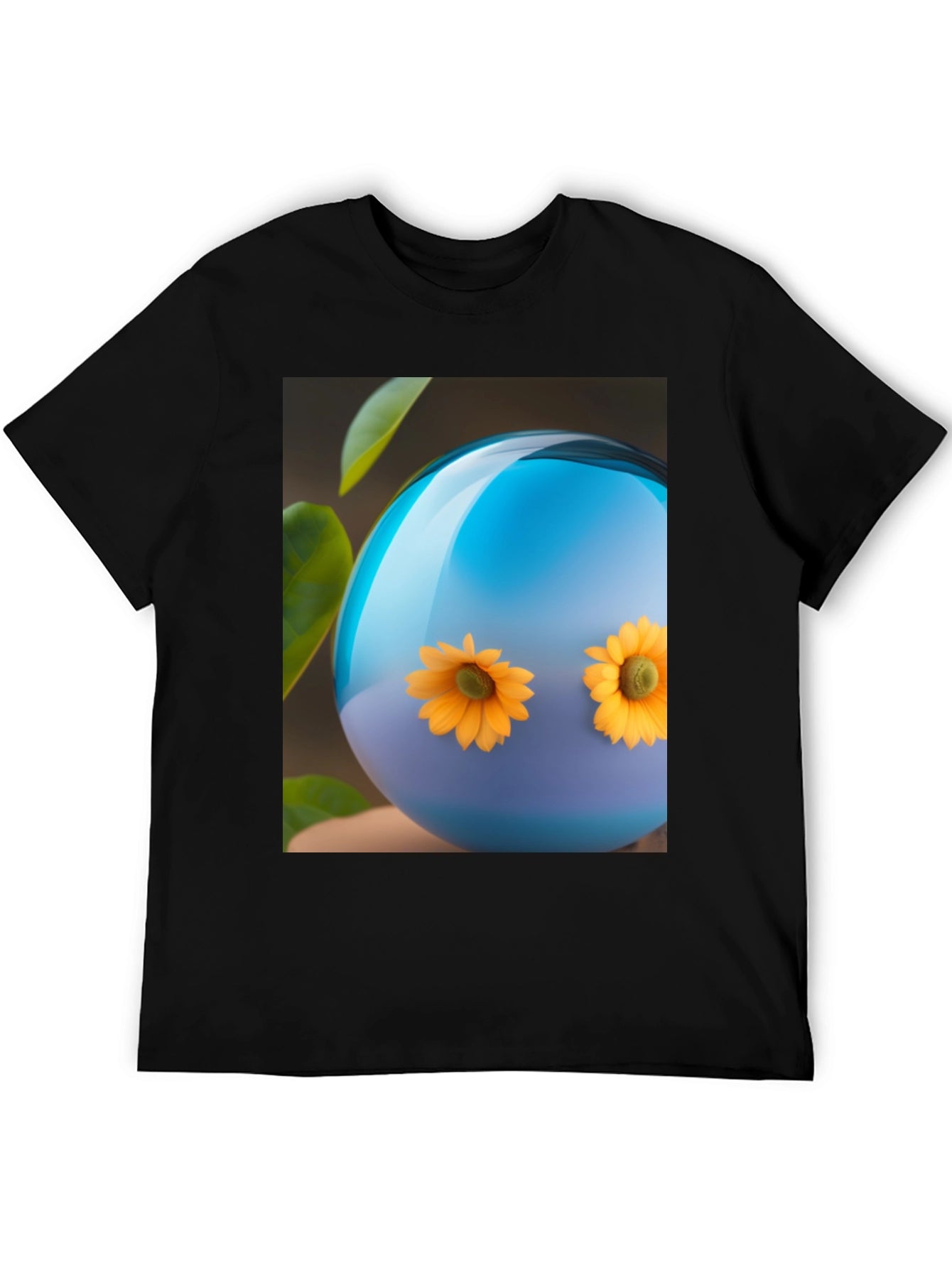 Sunflower Orb Black T-Shirt - Unique Graphic Tee