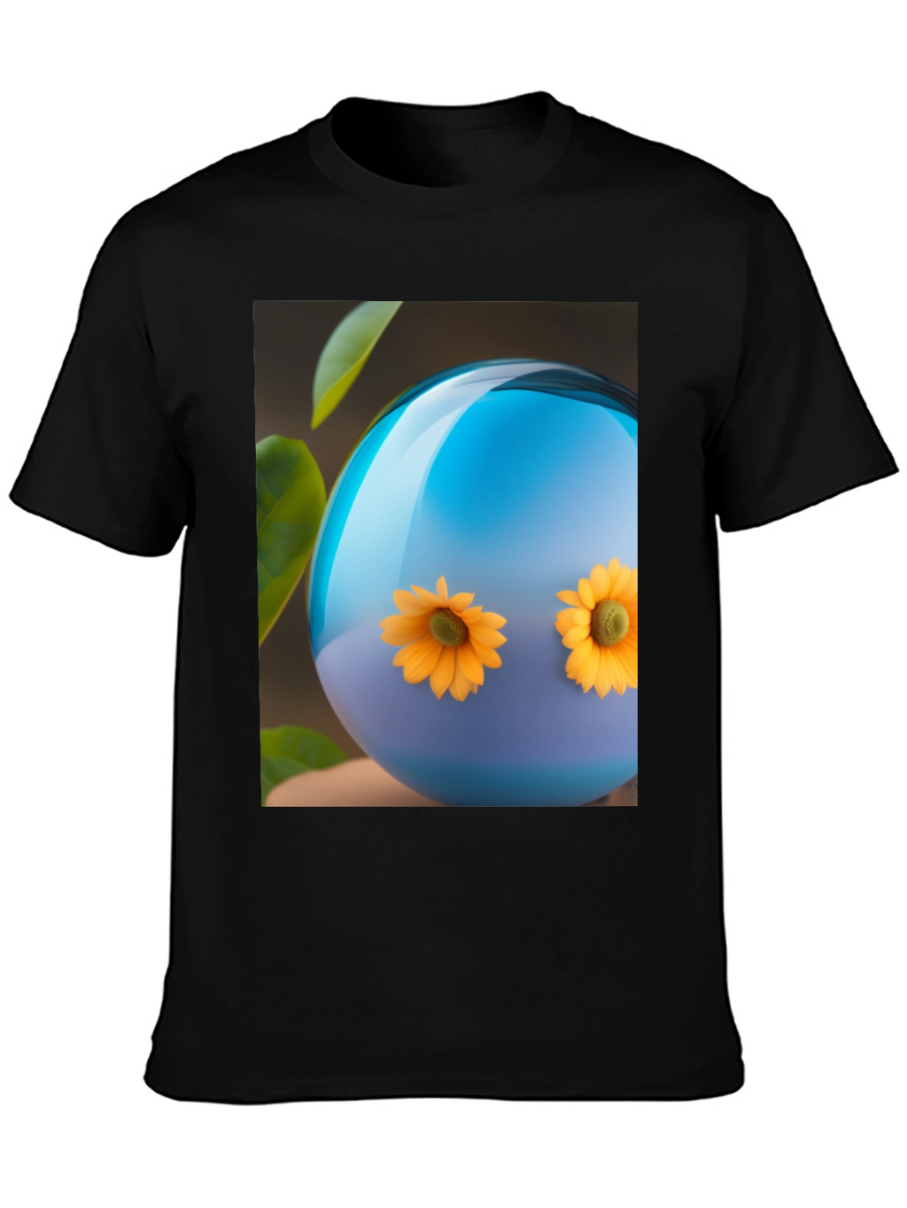 Sunflower Orb Black T-Shirt - Unique Graphic Tee
