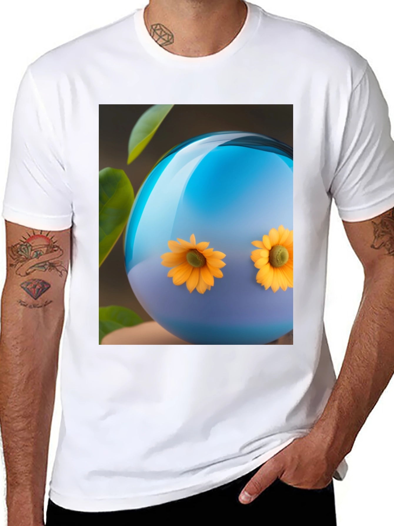 Sunflower Orb Black T-Shirt - Unique Graphic Tee