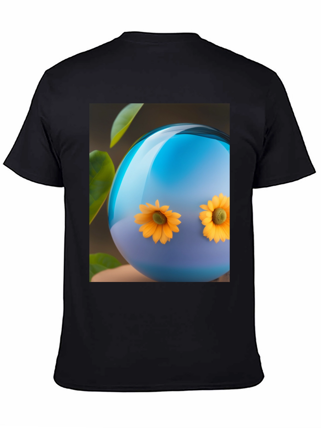 Sunflower Orb Black T-Shirt - Unique Graphic Tee