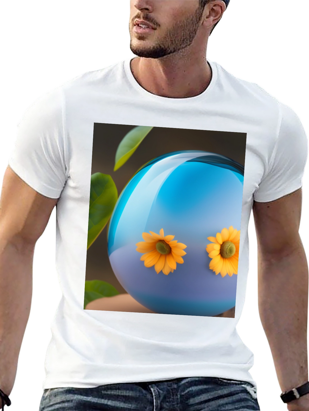 Sunflower Orb Black T-Shirt - Unique Graphic Tee
