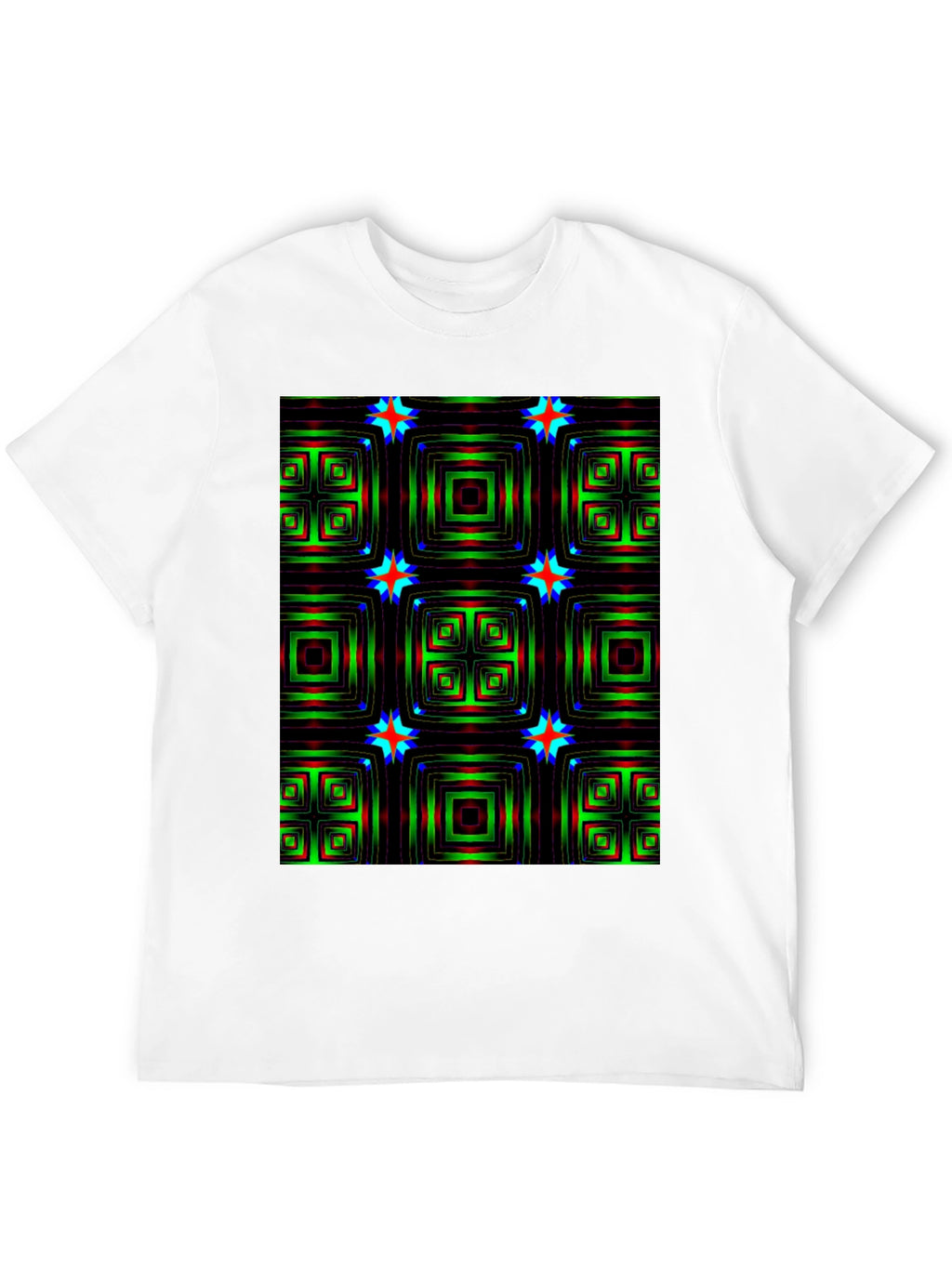 Geometric Square & Star Black T-Shirt