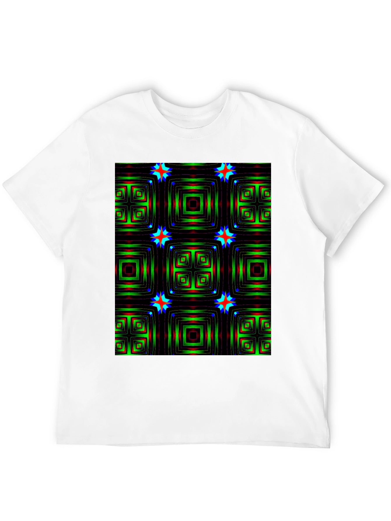 Geometric Square & Star Black T-Shirt