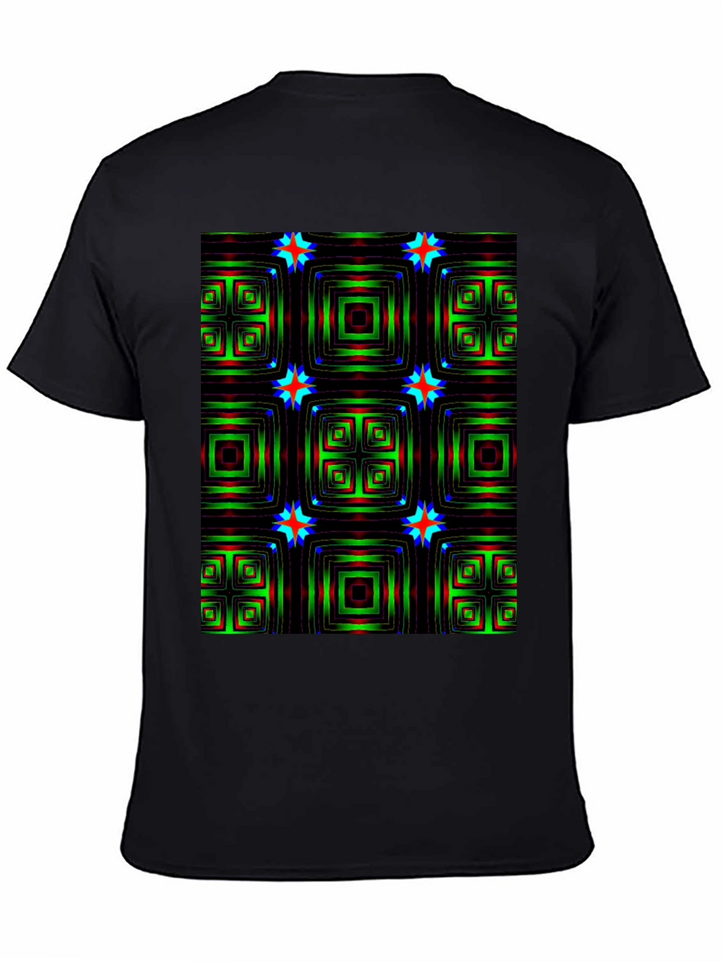 Geometric Square & Star Black T-Shirt