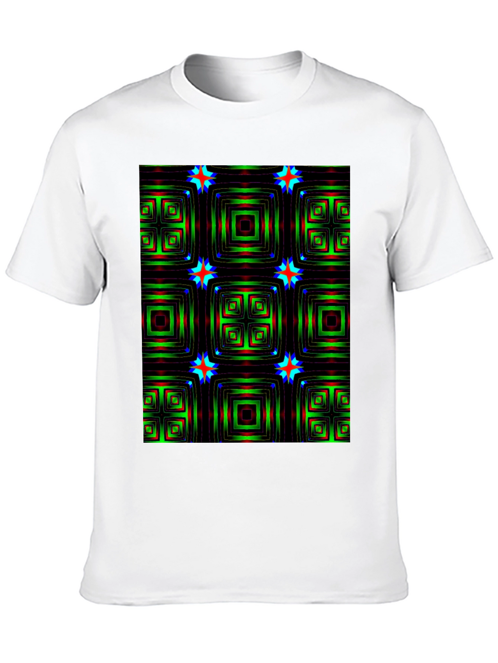 Geometric Square & Star Black T-Shirt