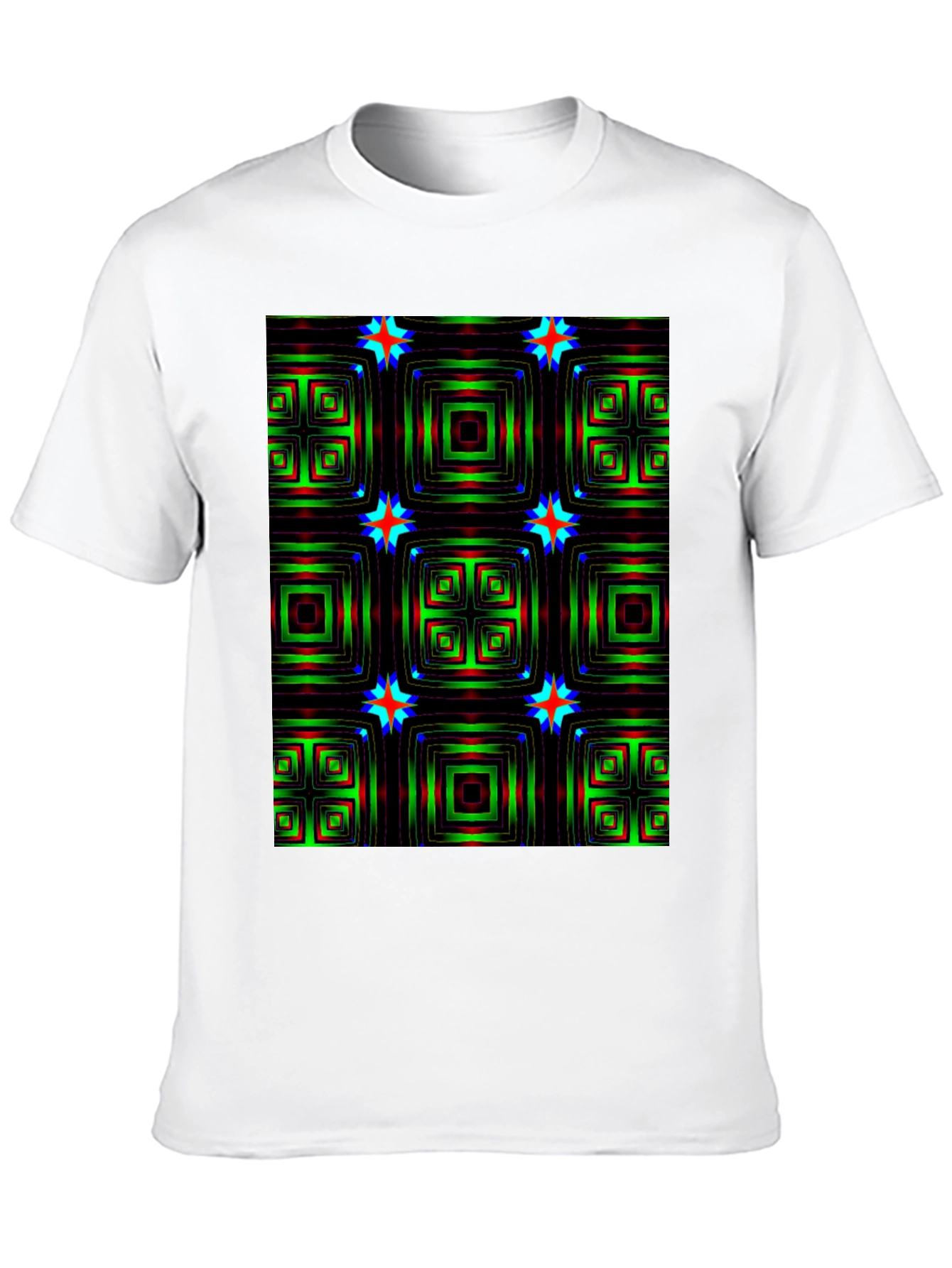 Geometric Square & Star Black T-Shirt