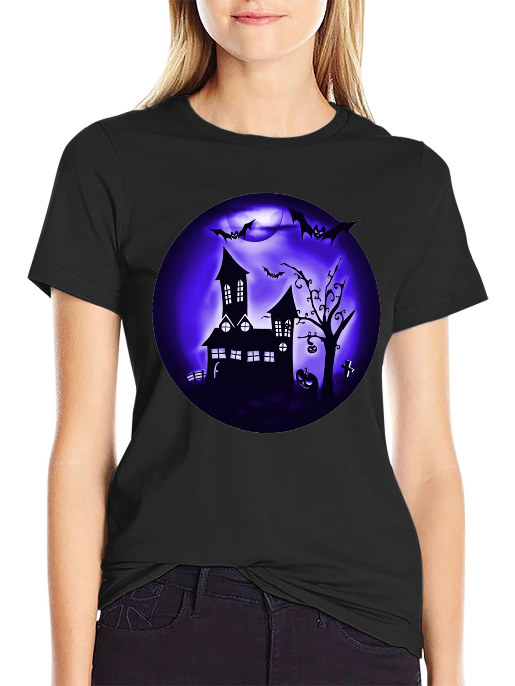 Spooky Halloween T-Shirt Haunted House Design