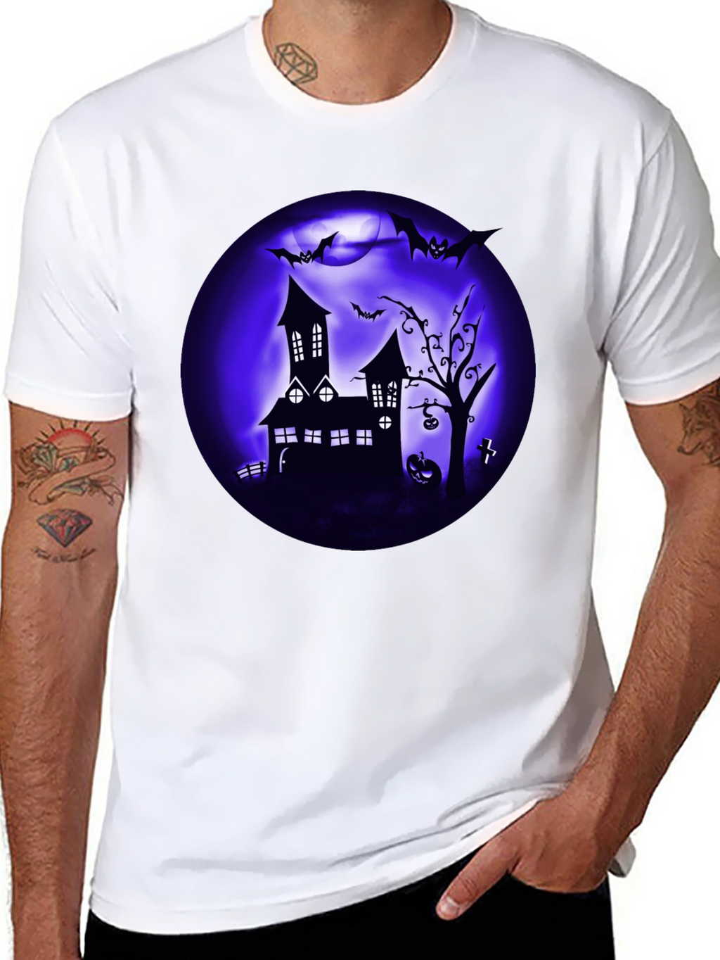 Spooky Halloween T-Shirt Haunted House Design