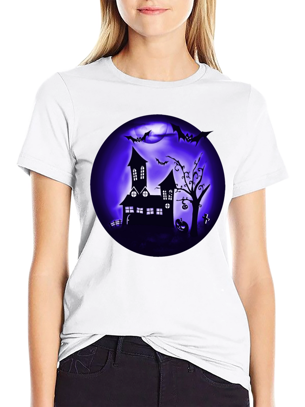 Spooky Halloween T-Shirt Haunted House Design