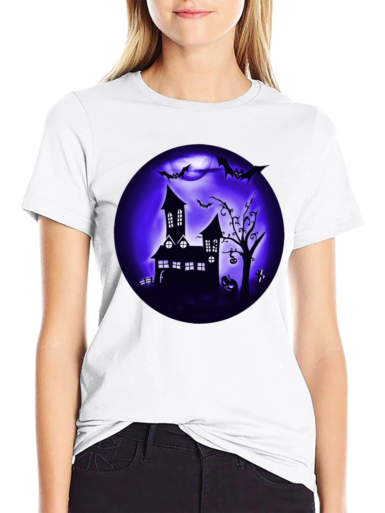 Spooky Halloween T-Shirt Haunted House Design