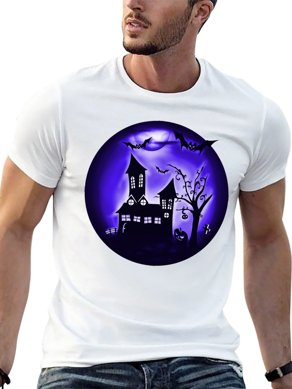 Spooky Halloween T-Shirt Haunted House Design