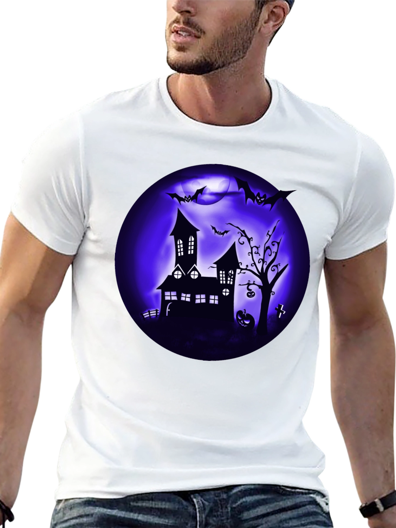 Spooky Halloween T-Shirt Haunted House Design