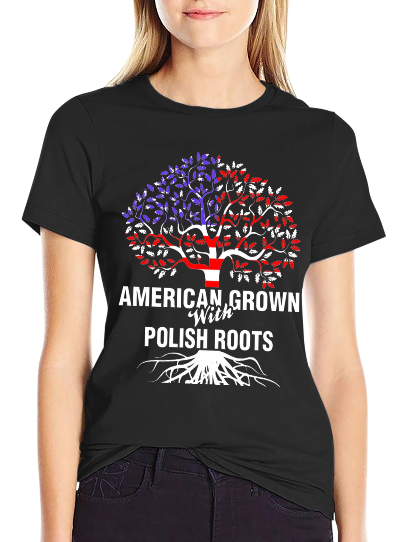American Grown with Polish Roots Graphic T-Shirt