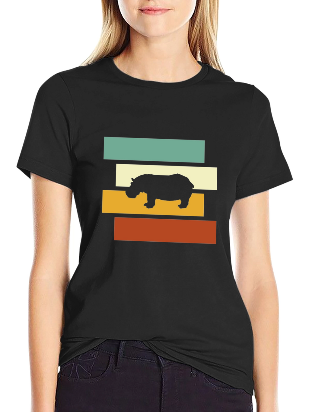 Retro Hippo T-Shirt - Stylish Graphic Tee