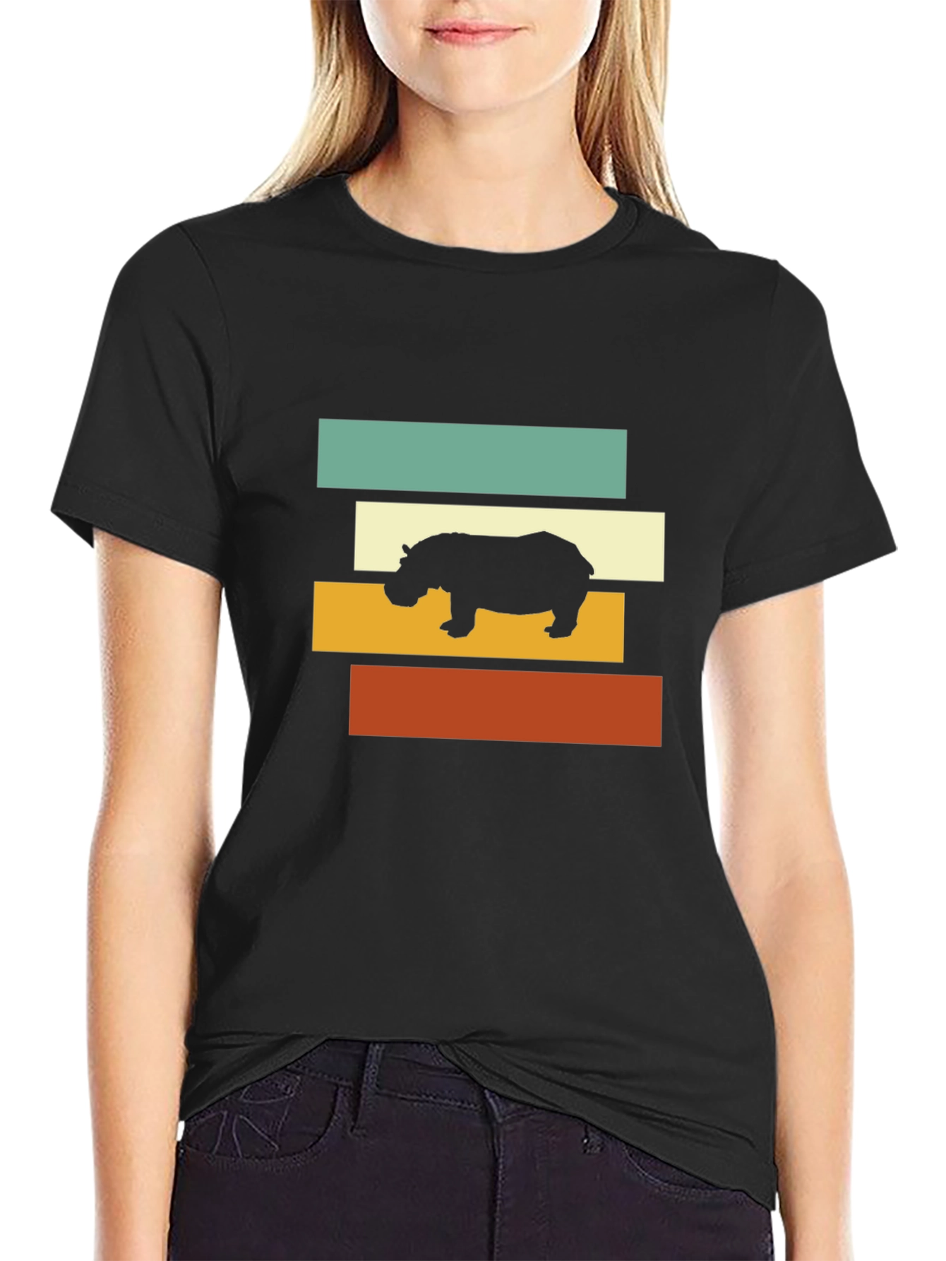 Retro Hippo T-Shirt - Stylish Graphic Tee