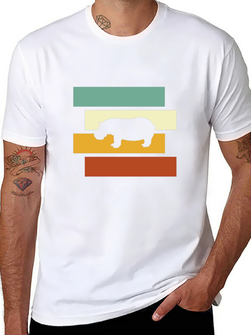 Retro Hippo T-Shirt - Stylish Graphic Tee