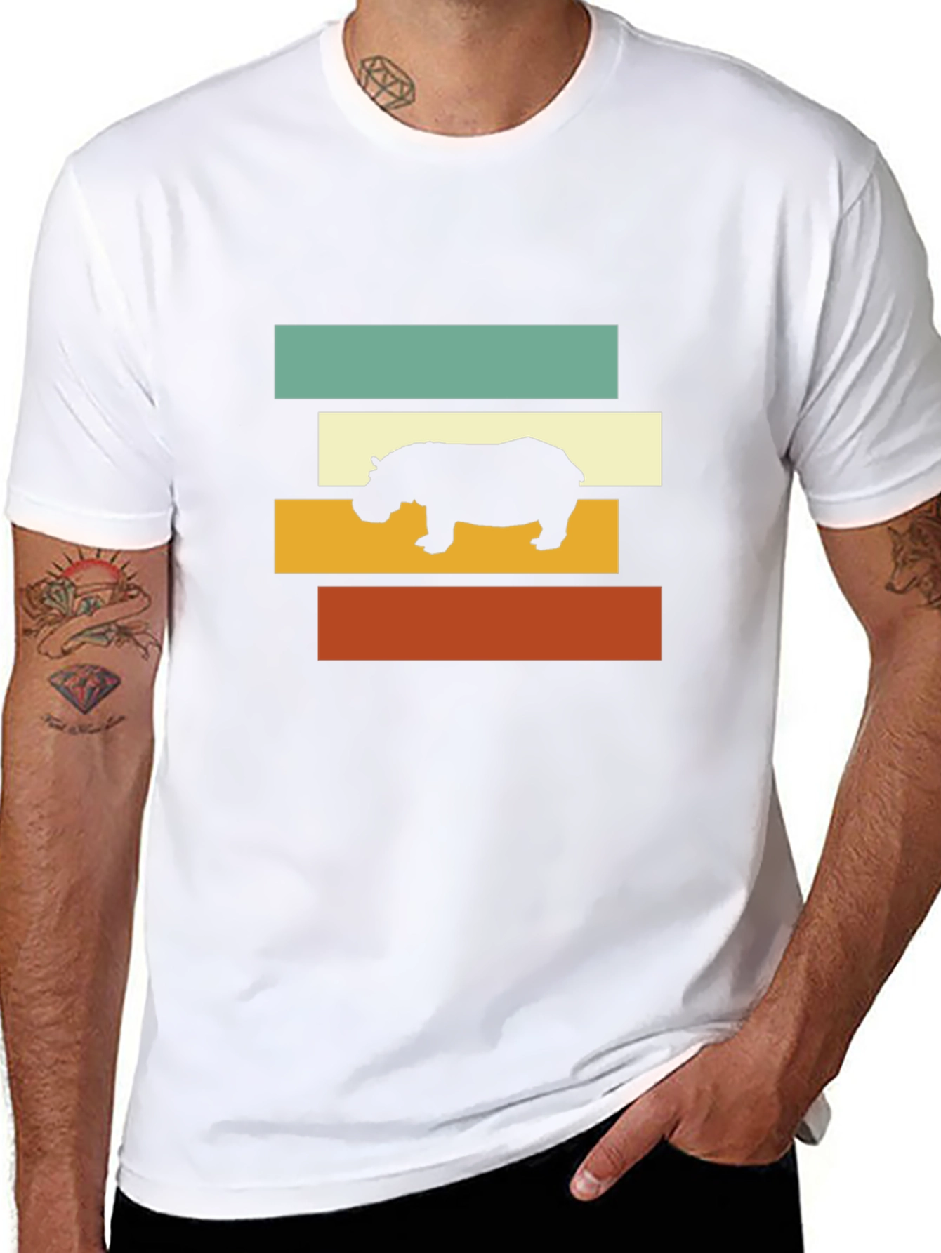 Retro Hippo T-Shirt - Stylish Graphic Tee