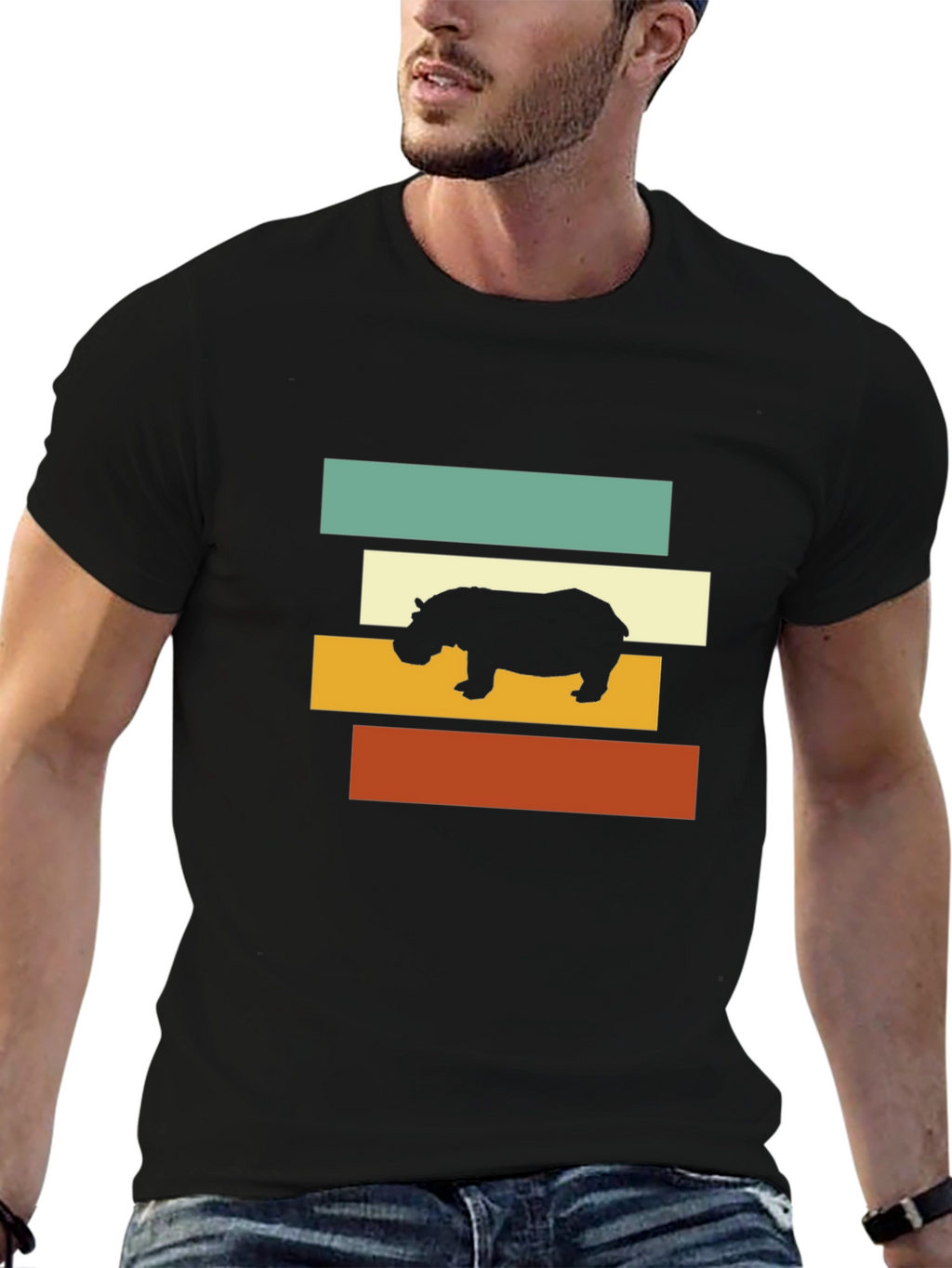 Retro Hippo T-Shirt - Stylish Graphic Tee
