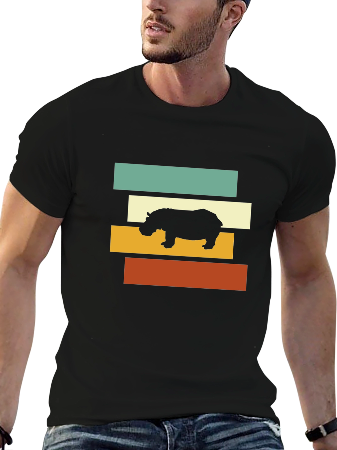 Retro Hippo T-Shirt - Stylish Graphic Tee
