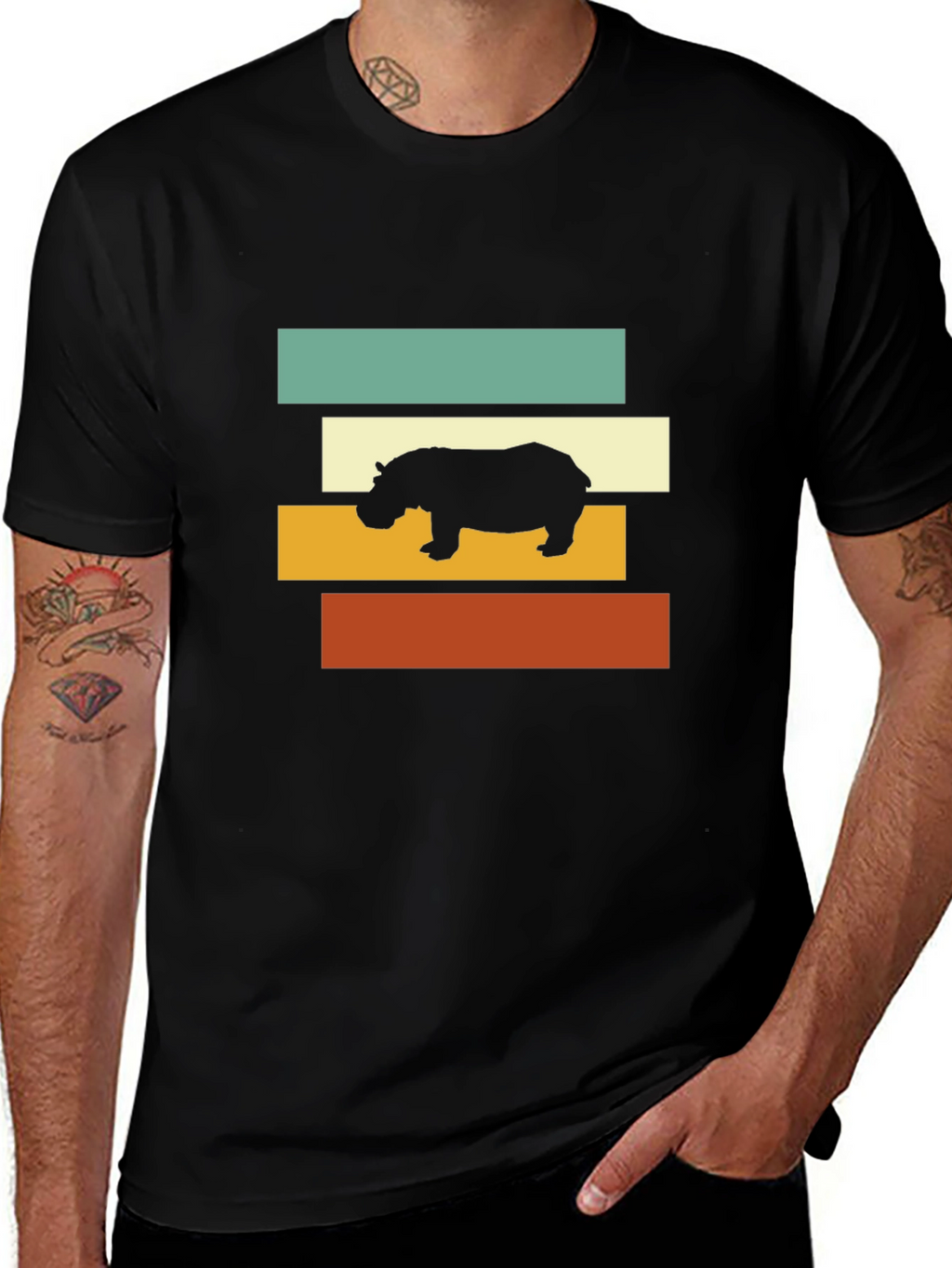 Retro Hippo T-Shirt - Stylish Graphic Tee