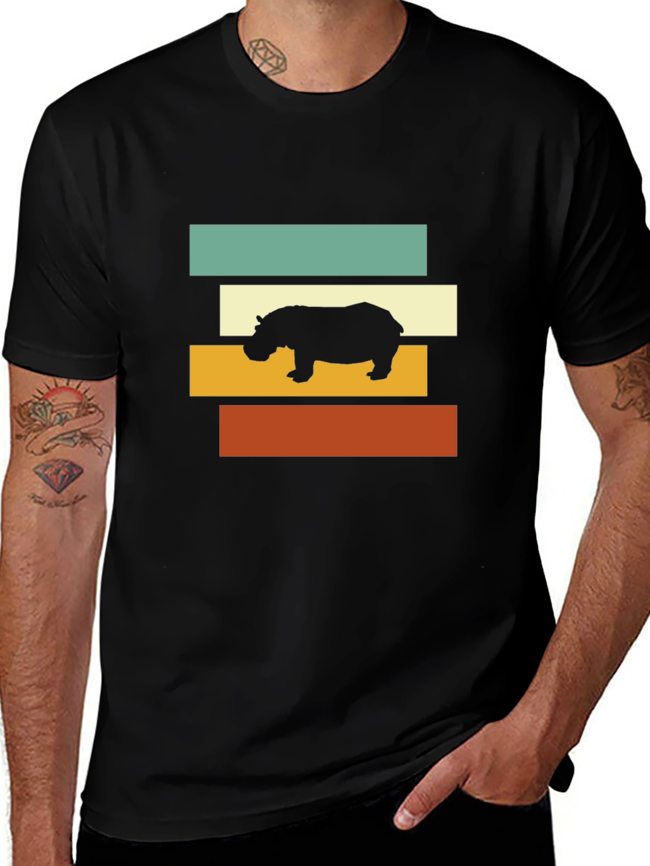 Retro Hippo T-Shirt - Stylish Graphic Tee