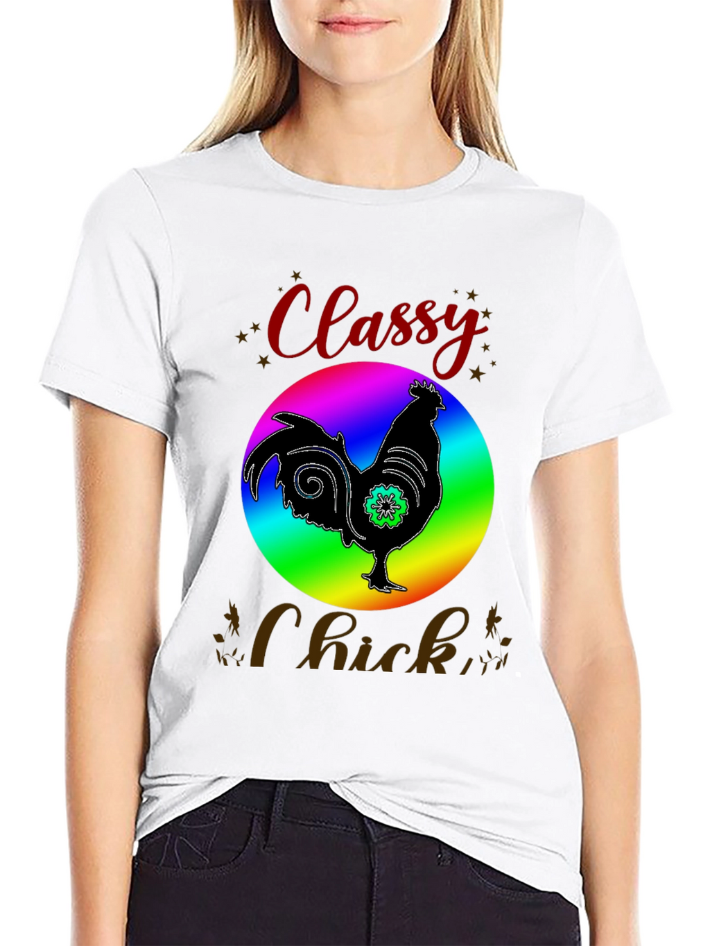 Classy Chick T-Shirt - Fun Rooster Design
